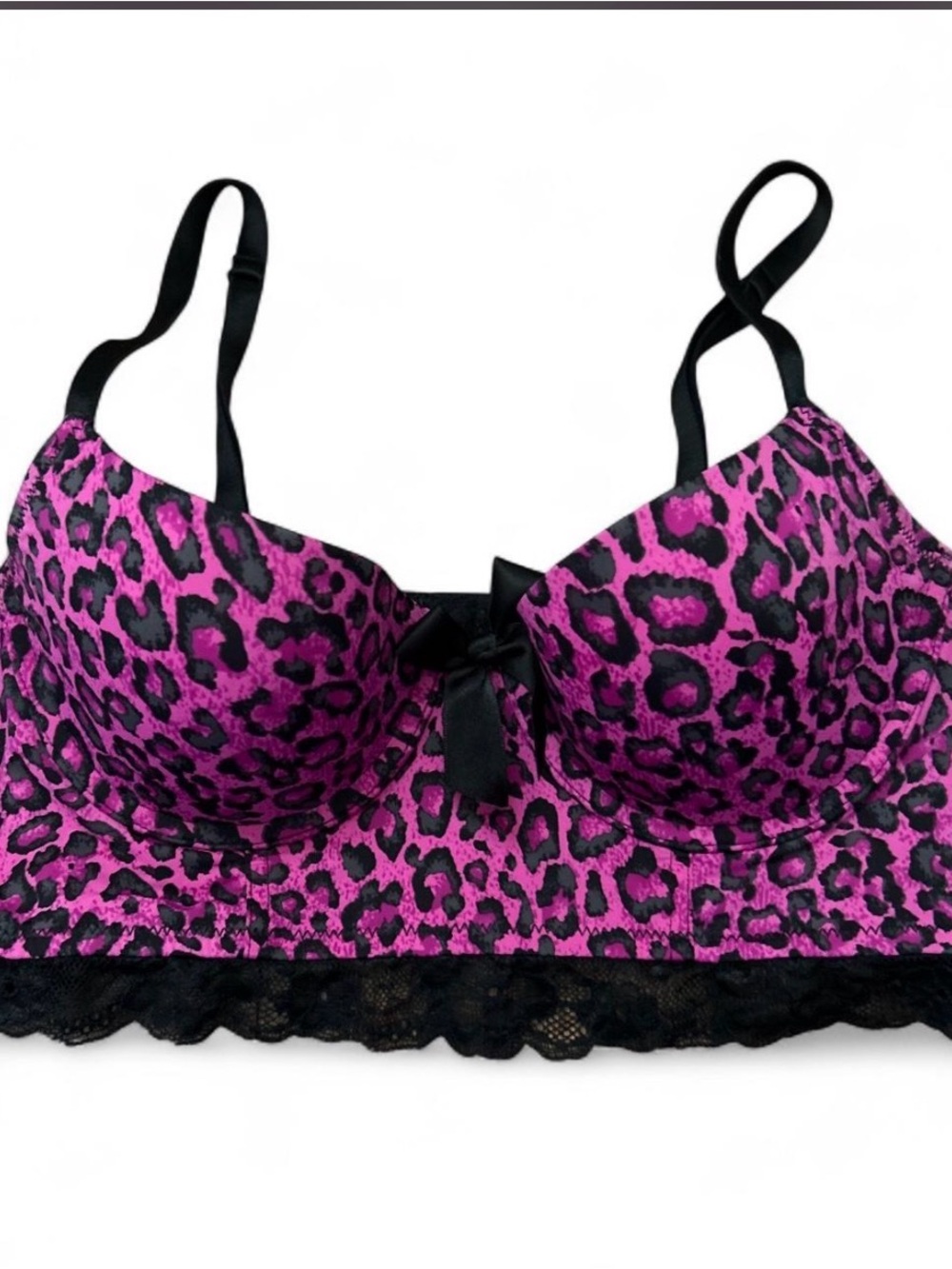 La SENZA Hot Pink and Black Leopard Longline Bra
